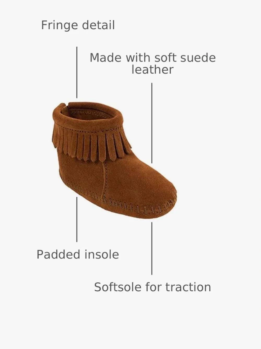 NWOB Minnetonka Back Flap Bootie | Baby Size 6 | Brown